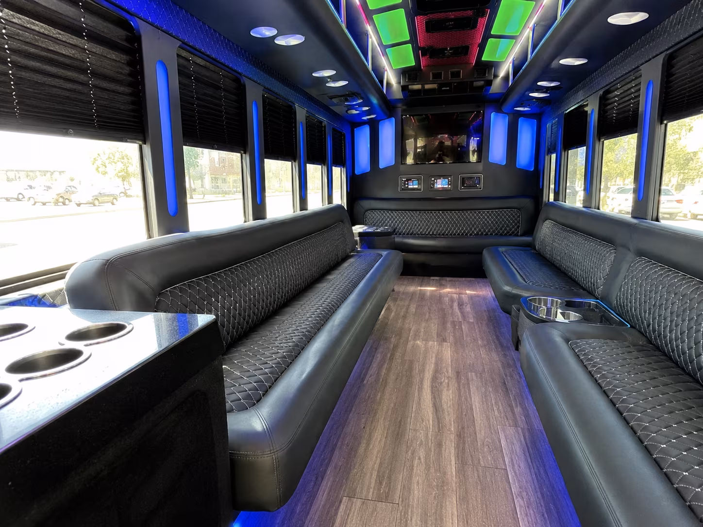 diamond bar 15 passenger party bus inside