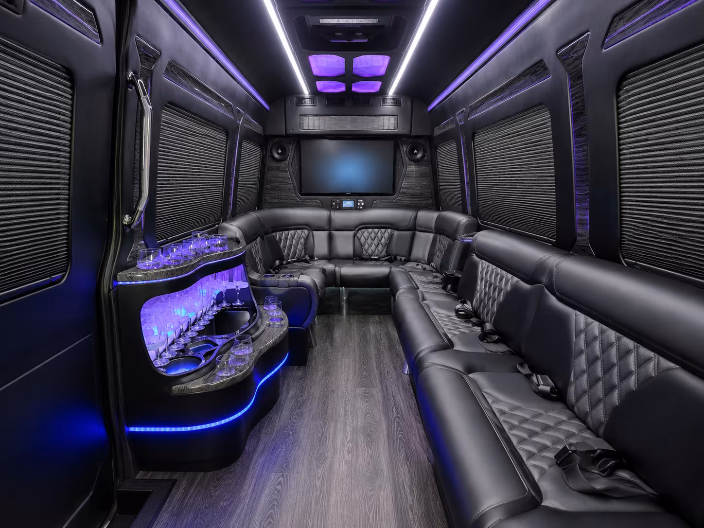 diamond bar 15 passenger party bus interior