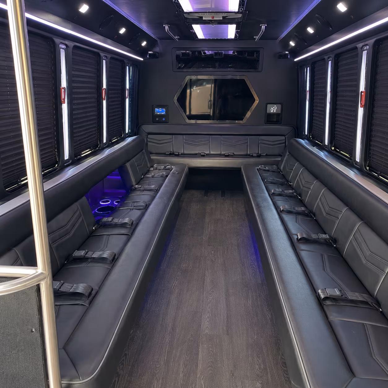 diamond bar 18 passenger party bus interior