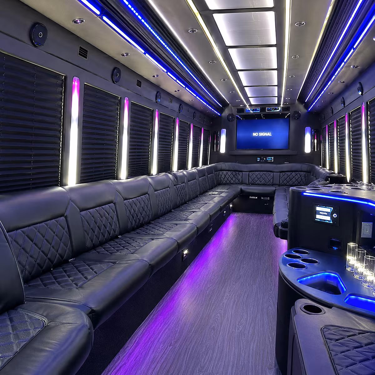 diamond bar 30 passenger party bus inside