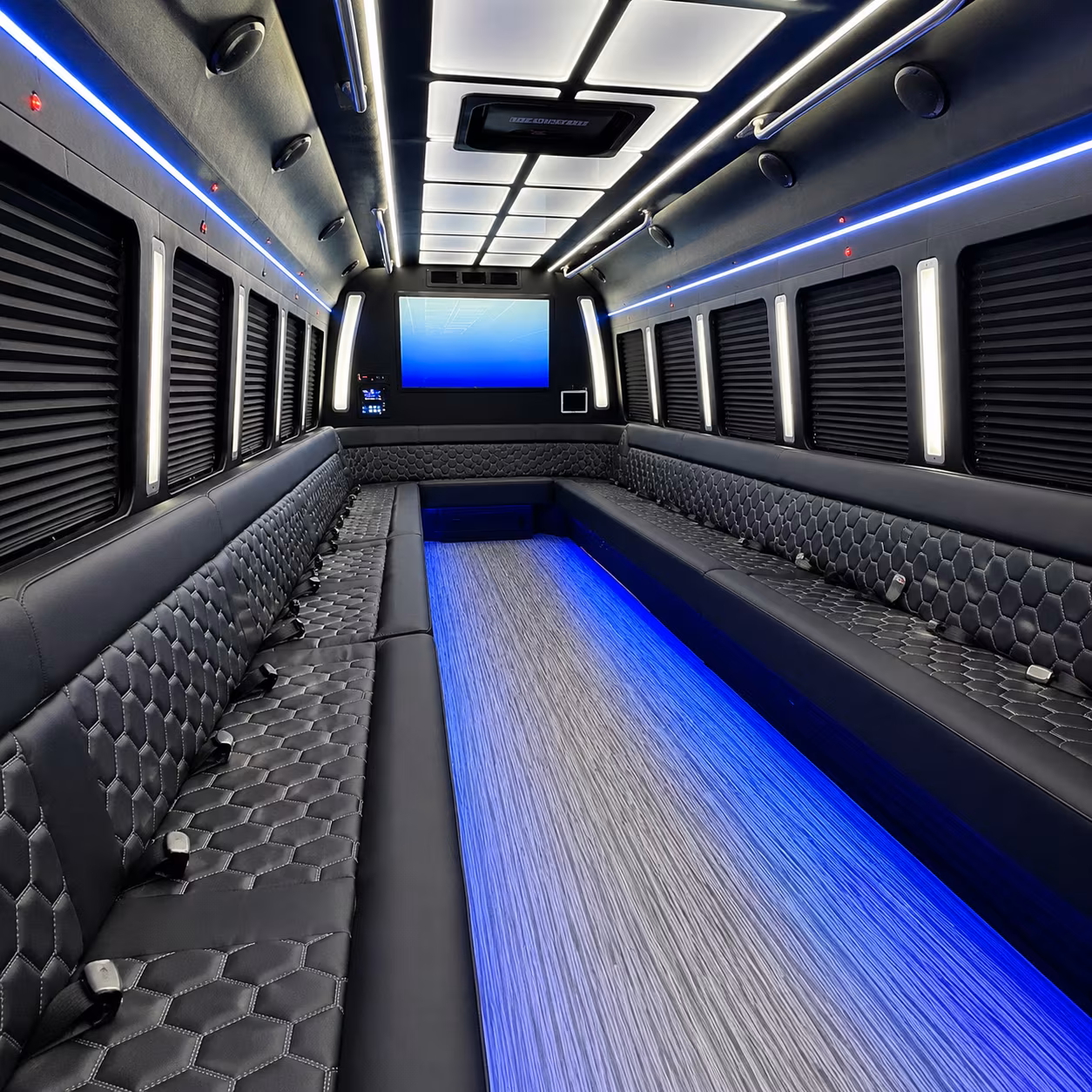 diamond bar 50 passenger party bus inside