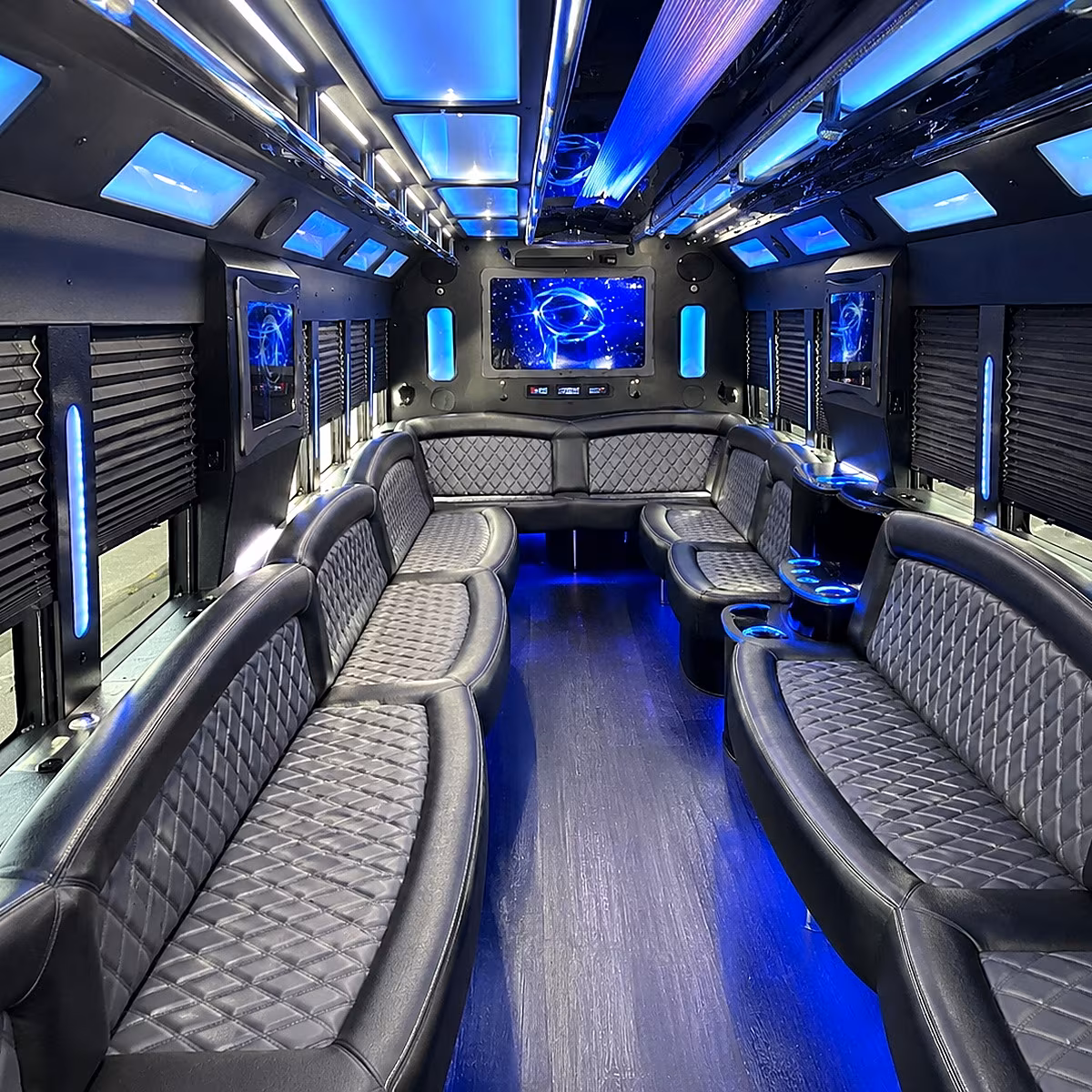 diamond bar 50 passenger party bus interior