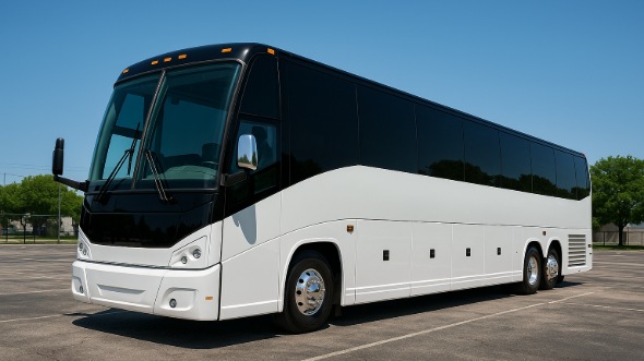 Exterior of Charter Bus Company Diamond Bar's 54 Passenger Charter Bus in Diamond Bar