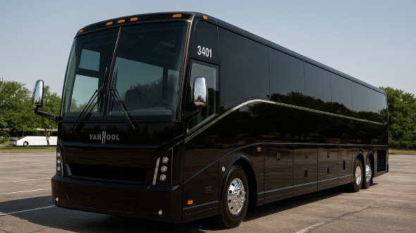 Exterior of Charter Bus Company Diamond Bar's 55 Passenger Charter Bus in Diamond Bar