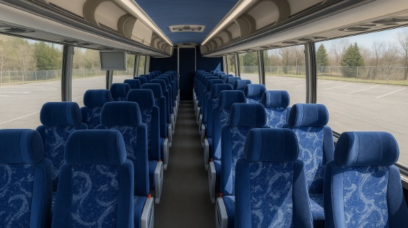 Interior of Charter Bus Company Diamond Bar's 55 Passenger Charter Bus in Diamond Bar