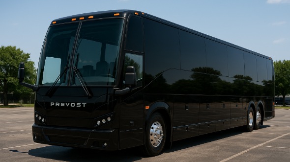 Exterior of Charter Bus Company Diamond Bar's 56 Passenger Charter Bus in Diamond Bar