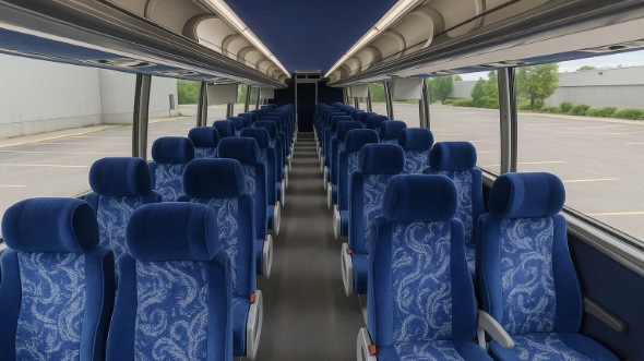 Interior of Charter Bus Company Diamond Bar's 56 Passenger Charter Bus in Diamond Bar